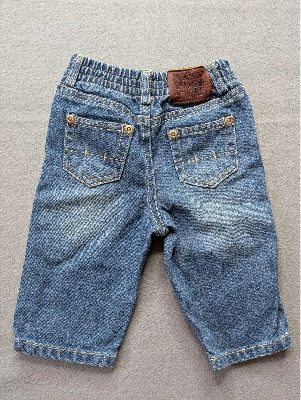 Polo Ralph Lauren Jeans Boys 3-6 Months Blue Denim Elastic Waist Snap Ankle